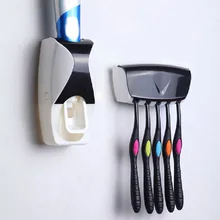 2016 1pcs Creative Automatic Lazy Toothpaste Dispenser Plastic Toothpaste Squeezer 5 Toothbrush Holder for font b