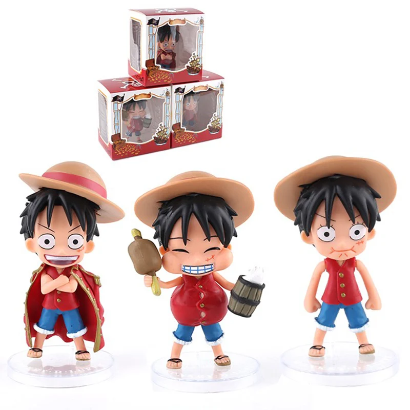 One Piece Luffy 3 шт./компл. мини Экшн-фигурки красная одежда Ver. Monkey D искусственный ПВХ