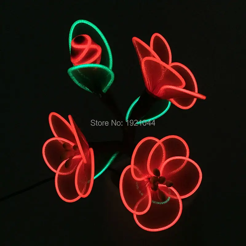 

Fashion DC-3V Inverter Glowing Flower Plum Blossom EL Wire Flower Lighting Colorful Glowing Gift For Holiday Party Decor