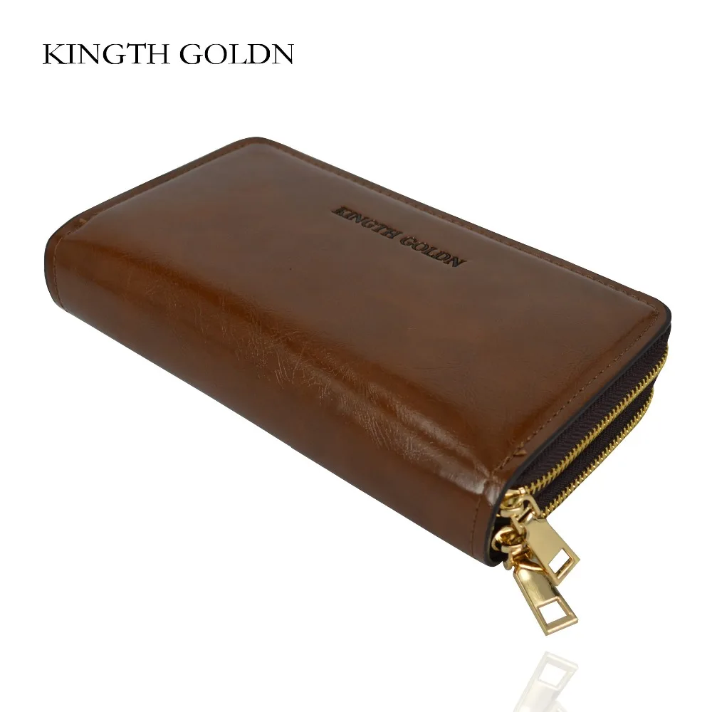 

KINGTH GOLEN Luxury Men's Clutch Wallets Long Design Male Leather Purse Handy Bags Multi-function Business Wallets Men