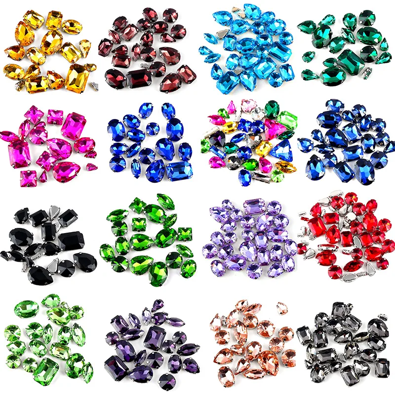 

Free shipping 50pcs/pack Mixed Shapes high quality Glass sew on claw rhinestones strass,diy clothing accessories