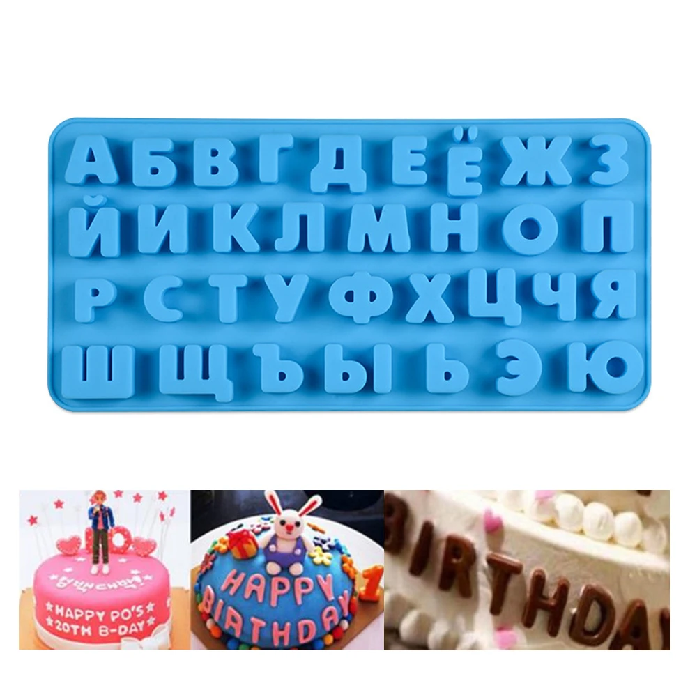 

Russian Alphabet Silicone Mold Letters Chocolate Mold 3d Cake Decorating Tools Tray Fondant Molds Jelly Cookies Baking Mould