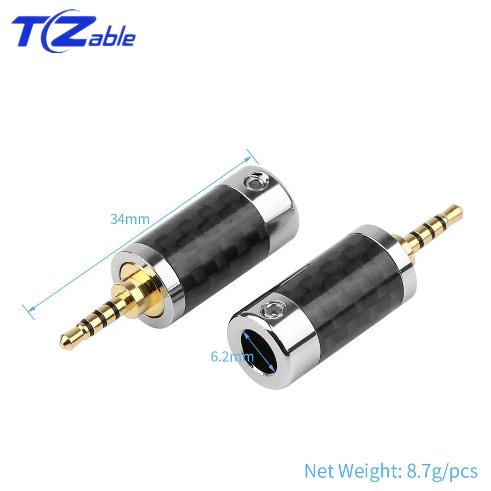 2 5mm 3 5mm Hifi Headphone Jack Solder 3 5 4 Poles Male Audio Plug Stereo Carbon Fiber Earphone Adapter Connector Balance Plug
