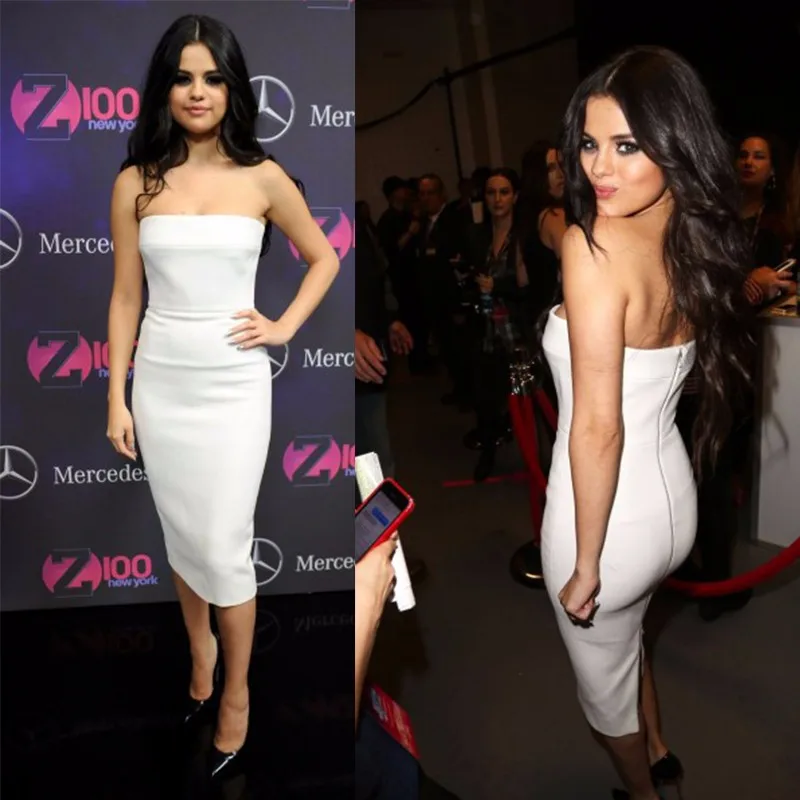 Selena-Short-Cocktail-Dress-With-Back-Slit-White-Satin-Strapless-Tea-Length-Short-Cocktail-Dress-Cocktail