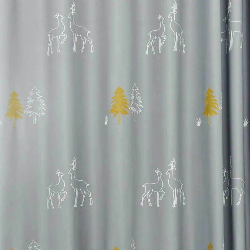 Grey Cartoon Charm Smile Face Embroidered Curtains for Kids Room Children Boys Nursery Simple Modern French Window Drapes 30 - Цвет: Curtain Cloth