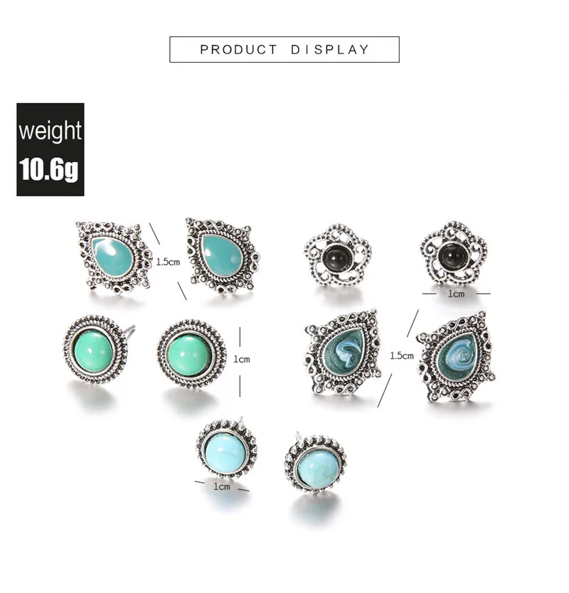Modyle 5sets/lot Hot Sale Bohemia Stud Earrings Set for Woman Crystal Fashion Flower Wedding Jewelry - Image 5
