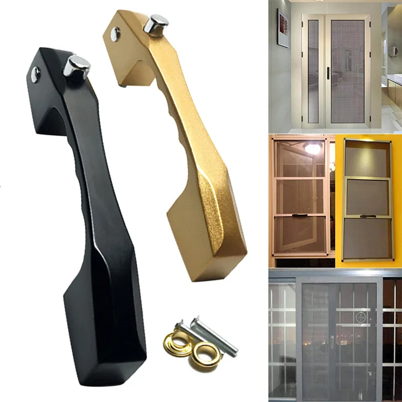 

1 Pcs Screen Door Window Handle Lock Aluminum Alloy Pull Handle Push Button Lock WWO66