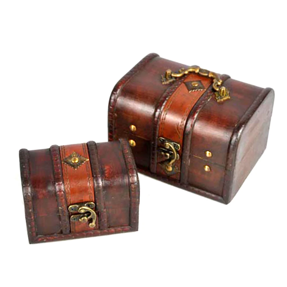 Коробка для хранения, настольная, винтажная, Пиратская корзина, шикарная, безделушка, античный сундук с сокровищами, компактный, ювелирный, органайзер, держатель, деревянный, классический