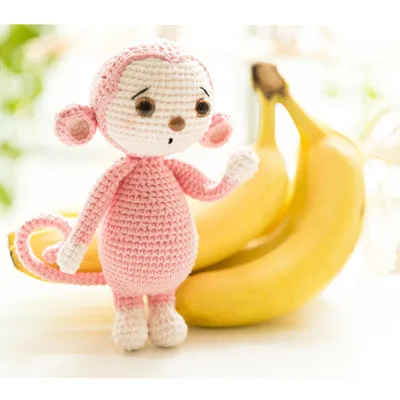 1 шт. Наивная и милая кукла обезьяна шерстяной крючок плетение ручной работы крючком куклы игрушки - Цвет: Розовый