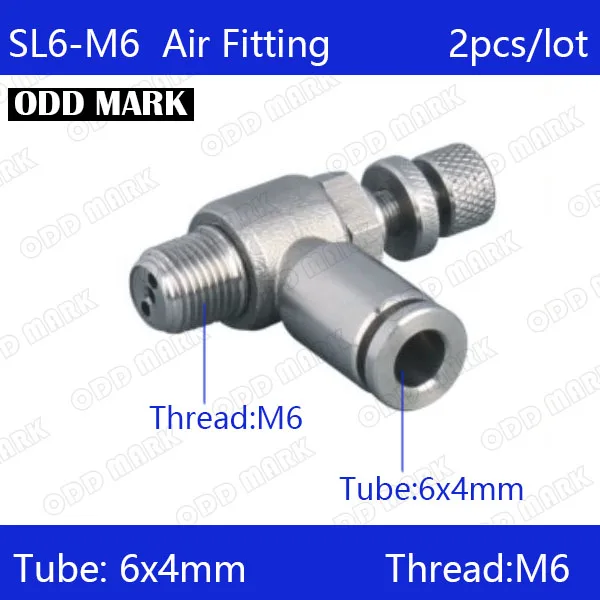 

Free shipping 2pcs/lot 6mm to M6 SL6-M6,304 Stainless Steel Speed Connector