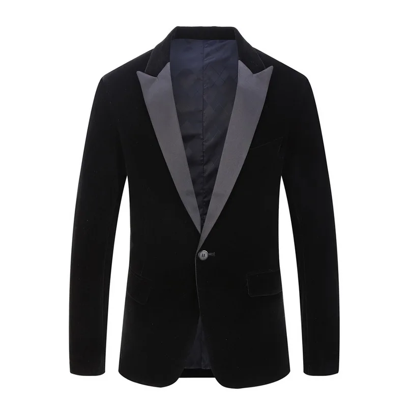 

Vintage Solid Blazer Masculino Single Button Formal Blazer Hombre Wedding Party Suit Jacket Casual Fleece Veste Costume Homme