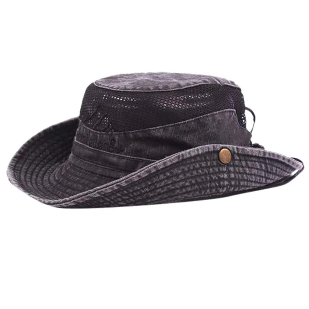 Мужская и wo мужская Ковбойская шляпа, Ретро стиль, одноцветная ветрозащитная шляпа для рыбалки, широкая боковая шляпа от солнца, уличная сетчатая ковбойская шляпа berretto