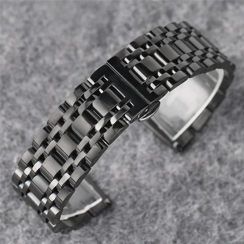 20mm 22mm Mens Luxury Black Golden Solid Stainless Steel Watch Band Bracelet Folding Buckle High Quality Wrist Strap + 2 Spring Bars YISUYA (10)