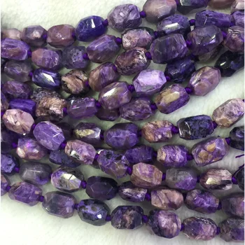 

Natural Genuine Raw Mineral Purple Charoite Nugget Free Form Hand Cut Faceted Big Beads 13-18mm 15" 04351