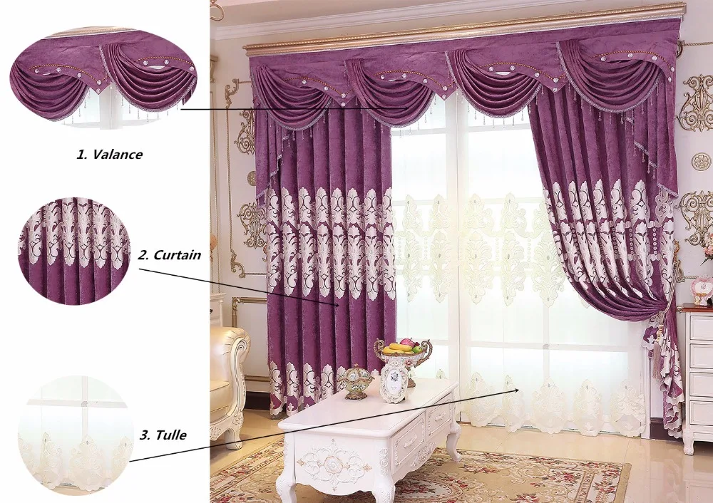 Высокое качество, вышитые роскошные фиолетовые затемненные занавески на окно для гостиной, шторы для спальни, кухни, занавески