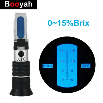 

Hand Held Brix Refractometer 0~15% Optical Sugar Food Beverages ATC Content Tester Fruit Vegetables Juice Portable Meter Tool