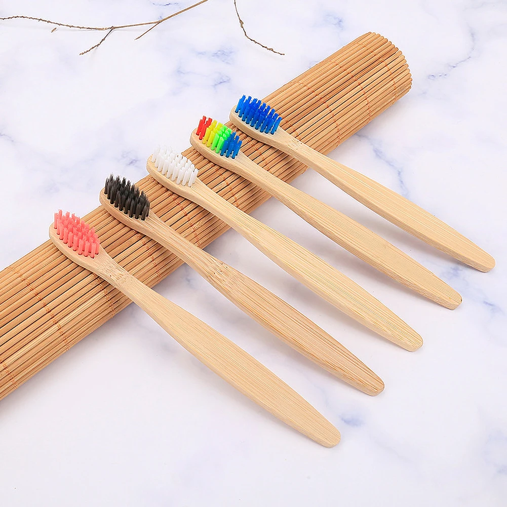 5pcs Child Natural Eco Friendly Soft Bristle Bamboo Handle Toothbrush Set Wooden Toothbrush Dental Toothbrush Kraft 2