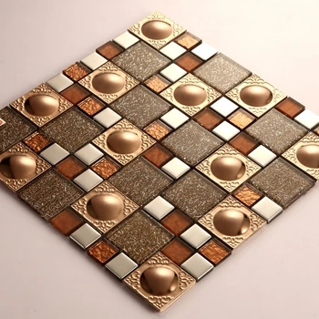 

stainless steel & glass mosaic brown color for kitchen backsplash KTV bar bathroom shower wall tiles dining room wall