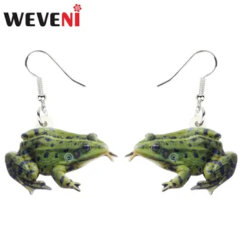 

WEVENI Acrylic Green Spotted Frog Earrings Drop Dangle Fashion Animal Jewelry For Women Girls Female Party Gift Dropship Brincos