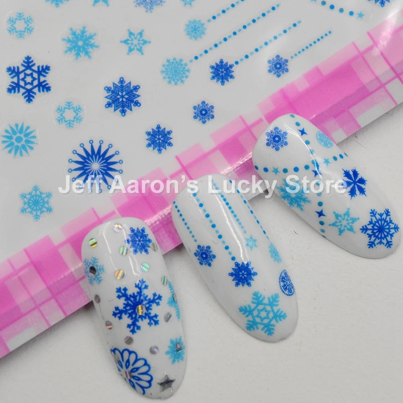

4 Sheets self-adhesive snowflake Christmas nail sticker decals for nail art decorations manicure fake nails supplies tool