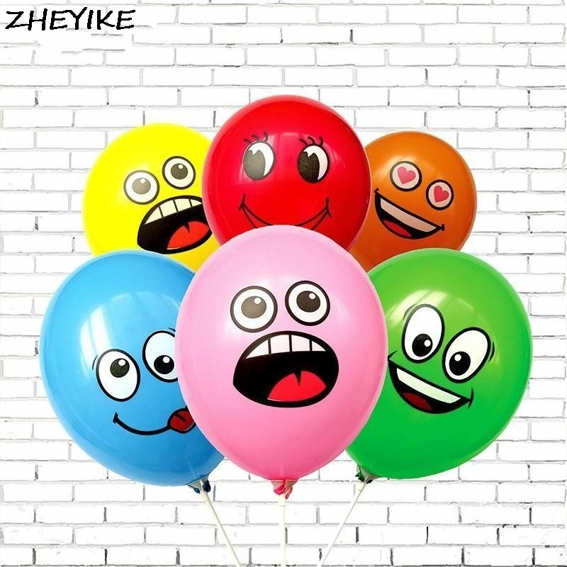 

ZHEYIKE 20pcs Funny Emoji Balloon Latex Balloons Wedding Decor Inflatable Smile Emoticon Ball Children Birthday Party Balony