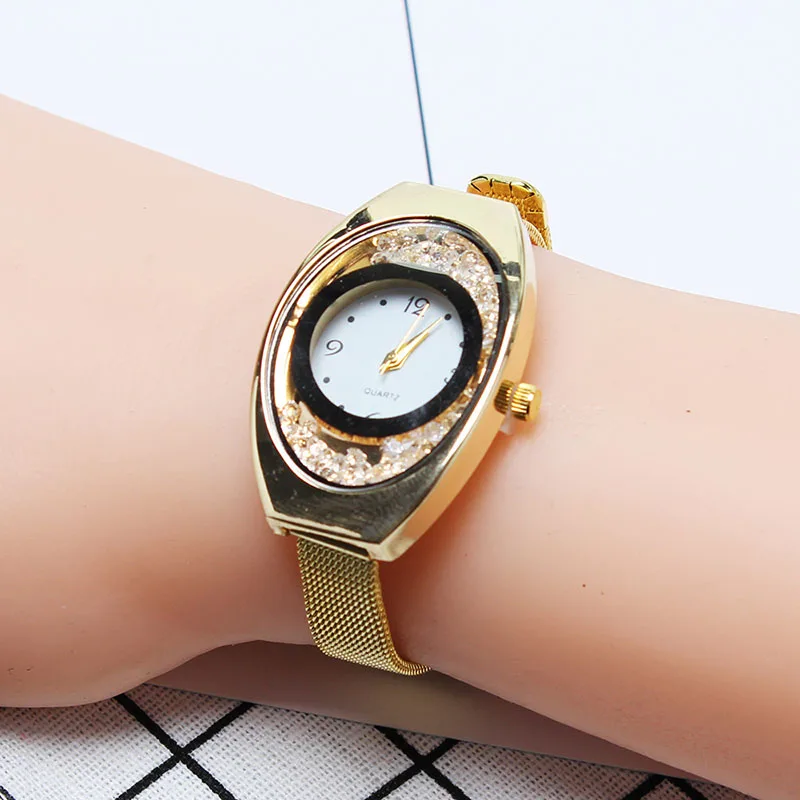 

Luxury Oval Diamond Watches Woman Sports Quartz Mesh Belt Wristwatch Fashion Casual Crystal Ladies Watch Feman Clock reloj mujer