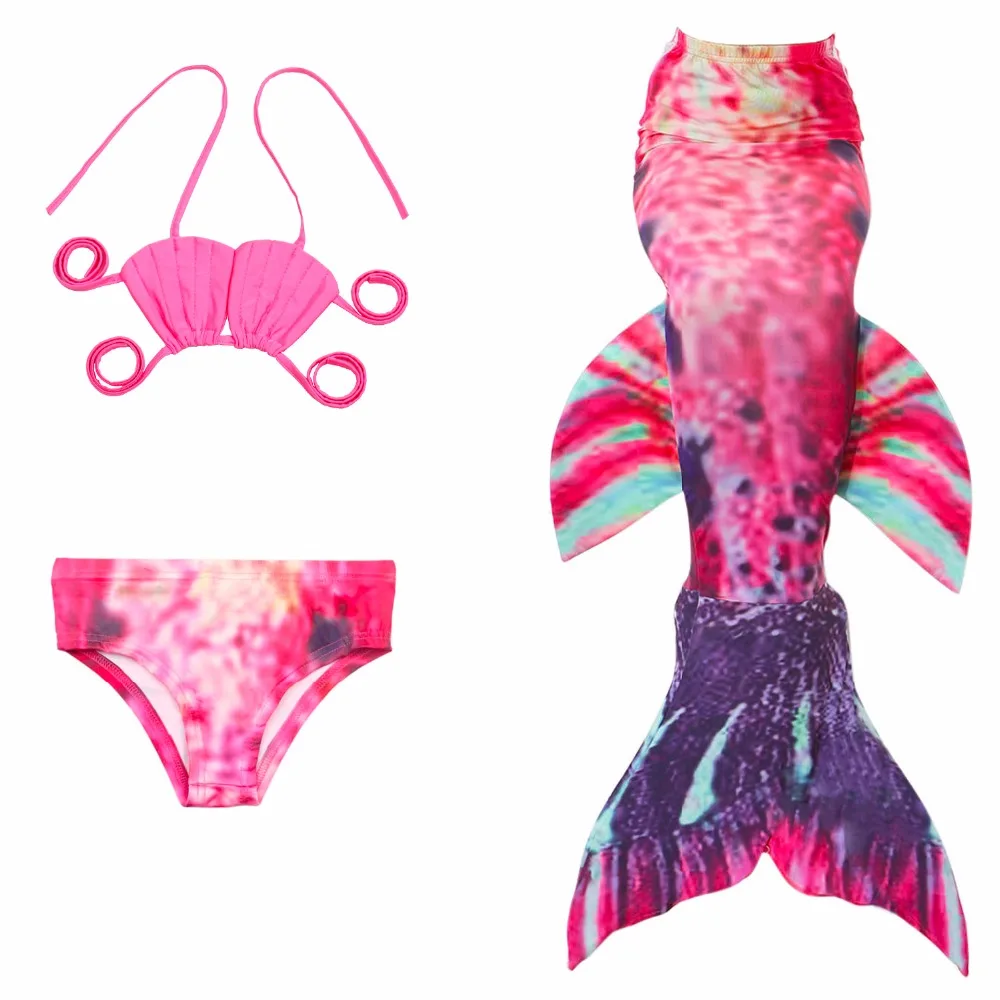 2018 New Girls Mermaid Tail For Swimming Costume Mermaid 3 piece Bikinis Bathing Set Tops Bottoms Children Summer Swimming Dress