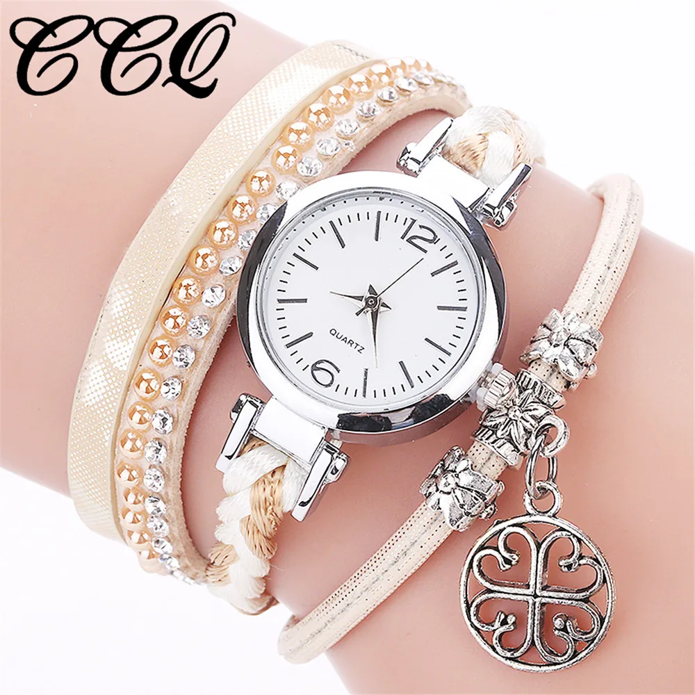 

CCQ Women Fashion Casual Analog Quartz Women Rhinestone Pendant Bracelet Watch C