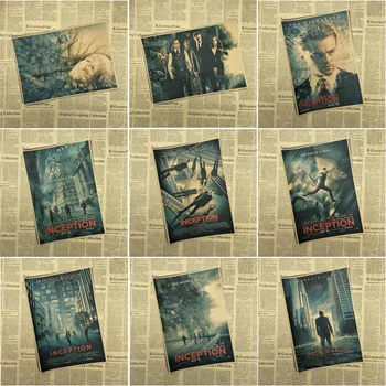 

Inception Leonardo DiCaprio Classic Movie Poster Home Furnishing decoration Kraft Movie retro Poster Drawing core Wall stickers