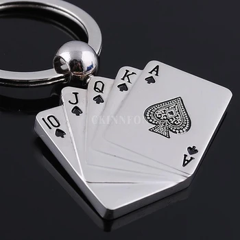 

1000Pcs/Lot Hot Sale Fashion Poker Keychain Male Personality Metal Key Chain Key Ring Funny Gift Car Keychain