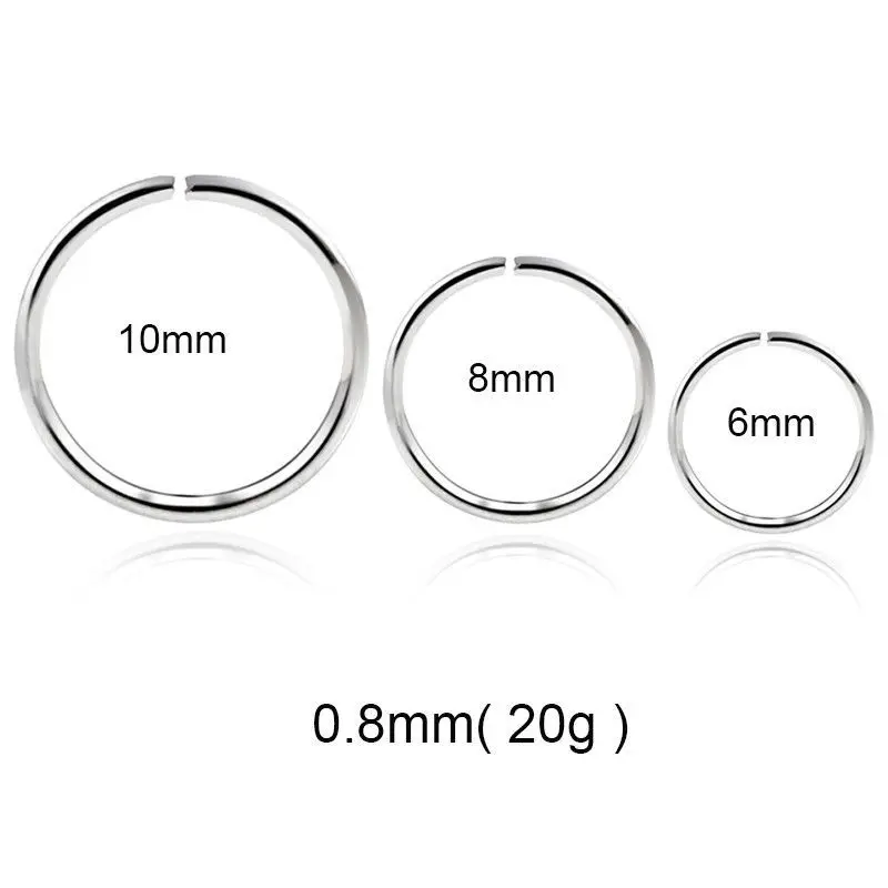 

Hot Sale 1PC Titanium Seamless Hinged Nose Hoop Rings Silver Ear Septum Cartilage Tragus Helix Piercing Charming Jewelry 20g&18