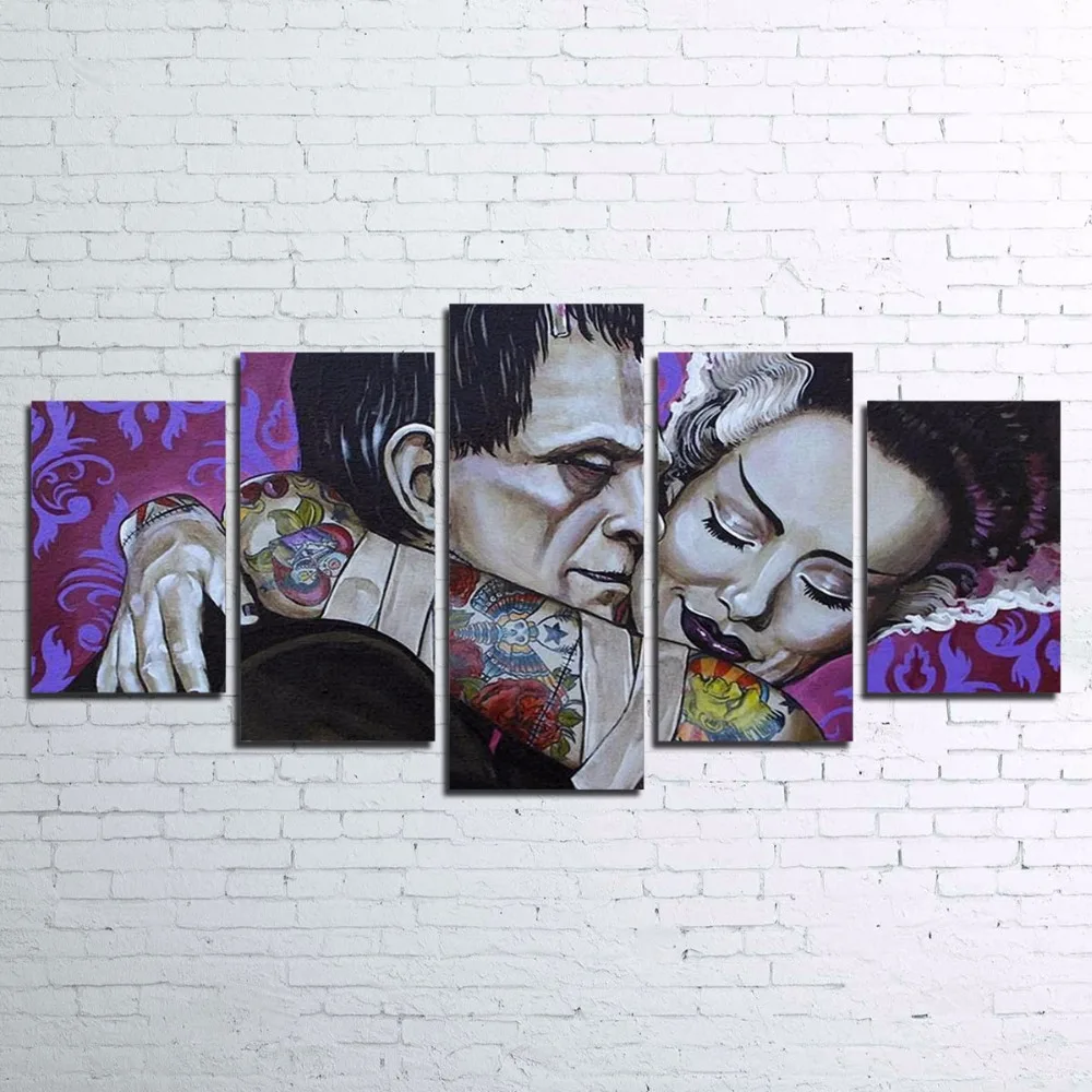 

Wall Art HD Prints Canvas Pictures Home Decor Frame 5 Pieces Frankenstein Movie Characters Corpse Bride Painting Bedroom Poster