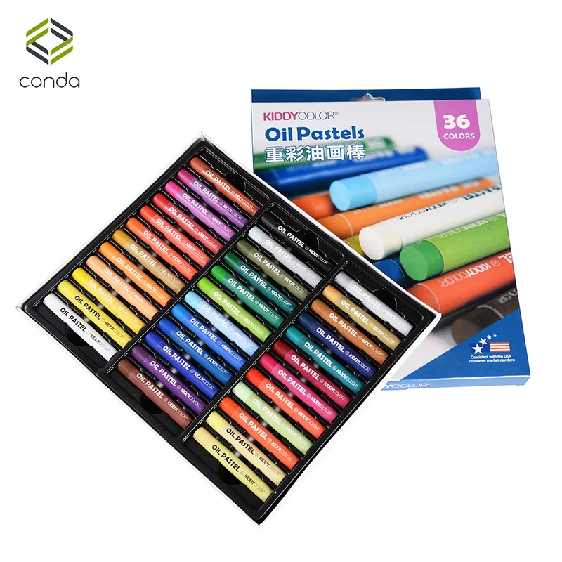 24 36 Colors Kid Crayon Oil Pastel Drawing Set Count Box Round Shape Soft Graffiti Children