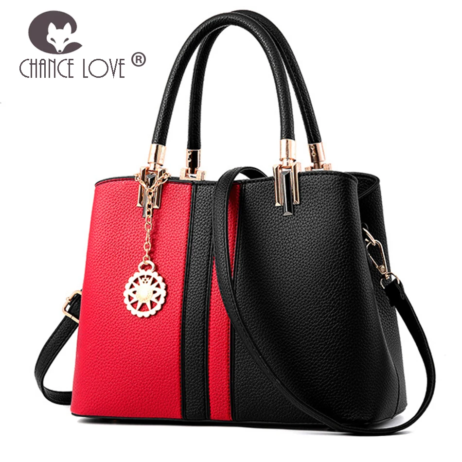 

Chance Love 2018 new Exquisite metal pendant ladies handbag shoulder Messenger bag fashion trend women black red handbag