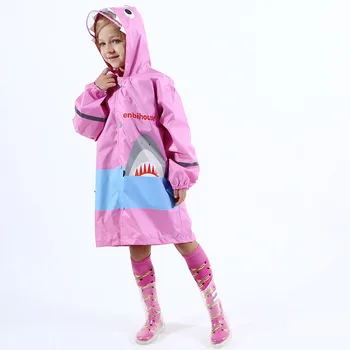 

Pink Blue Cute Cartoon Shark Baby Rain Coat Children Windproof Poncho Boys Girls Rainwear Blue Outdoor Waterproof Raincoats Z799