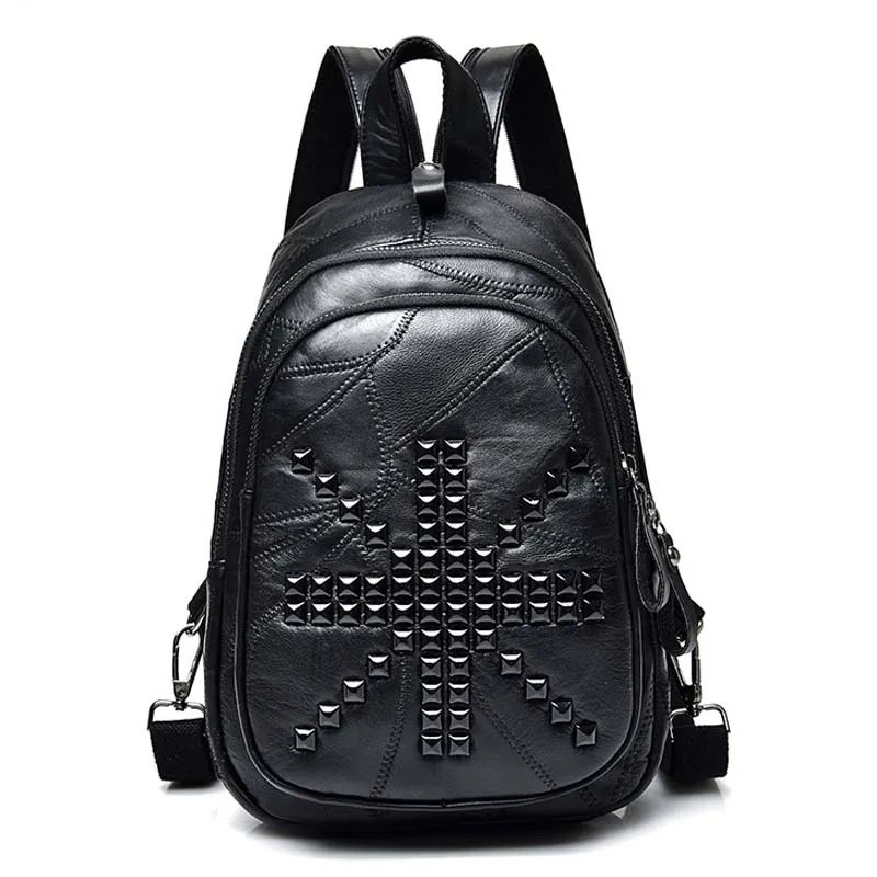 

Famous Brand Women Backpack Soft Skin PU Leather Luxury Designer Casual Crossbody bag Female High Quality Rivet Shoulder Bags