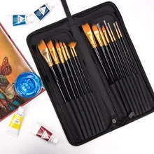 Bianyo 15 шт. кисти для рисования костюм деревянные различные размеры формы рисования ручки-щетки тонкий нейлон волосы с сумки с рисунком