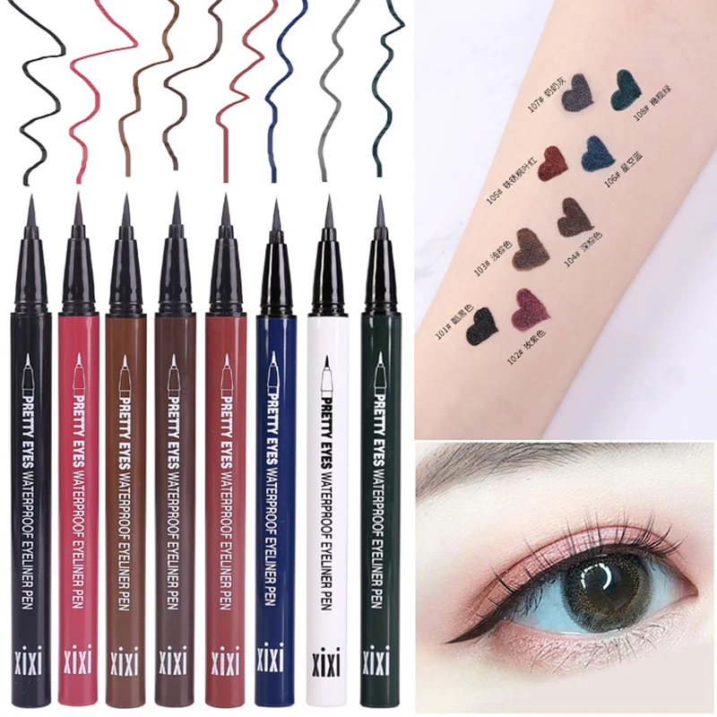 

New 8 color black eyeliner waterproof pen accurate soft head brush easy to apply long-lasting liquid eyeliner silky makeup tools