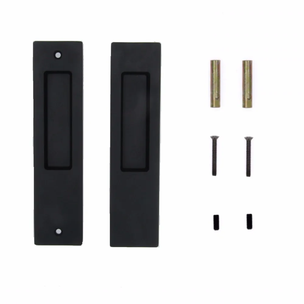 

LWZH Sliding Barn Door Flush Handle 185mm Invisible Finger Pull for Cabinets Drawers Rectangular Matte Black Free Sharp Edge