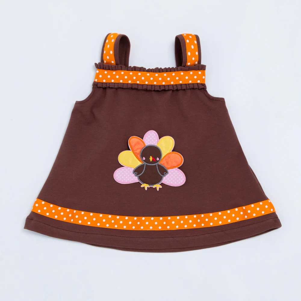 

Thanksgiving Light Brown A-Line Dress Romper Baby Girls 2017 Spring Style Tutu Clothing for Newborn Toddler Dress with Turkey