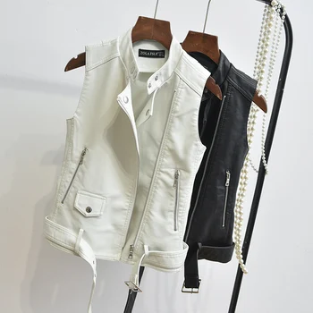 

New spring and autumn Korean PU coat vest women short paragraph wild European and American brands with the same paragraph