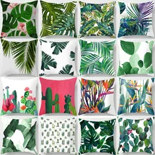

Ins Hot Sale Rainforest Tropical Plants Leaves Printed Cushion Cover 45x45cm Car/Sofa Waist Pillowcase Office/Home Pillow Covers