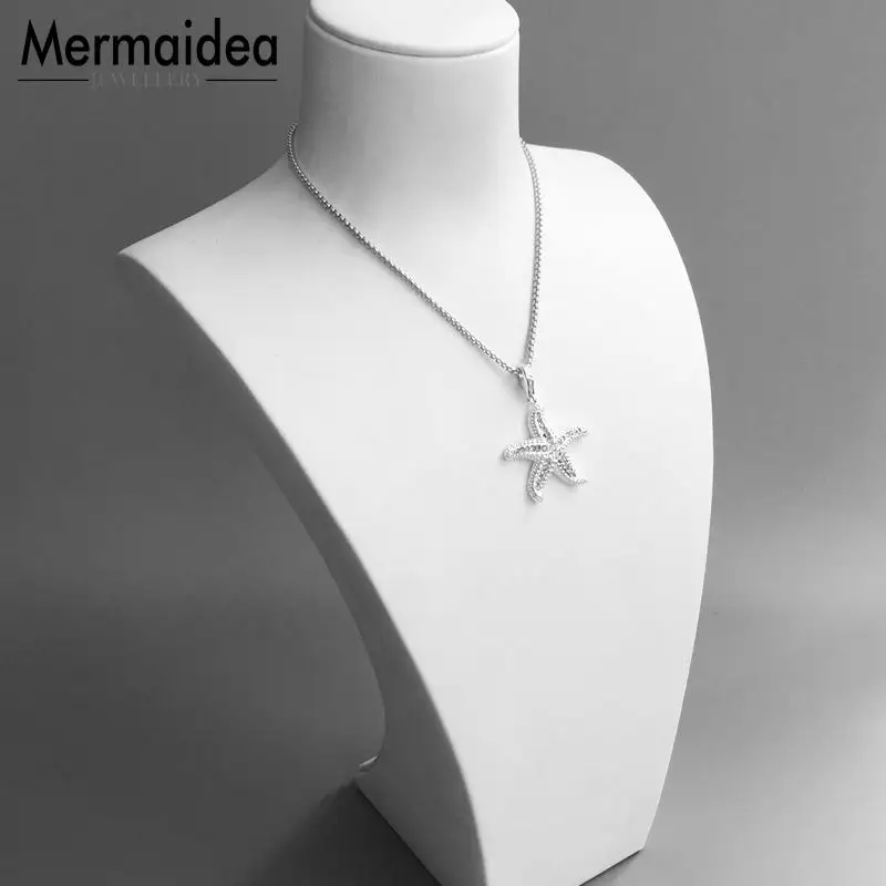 Кулон в виде морской звезды с белым кубическим цирконием Модная бижутерия 2020