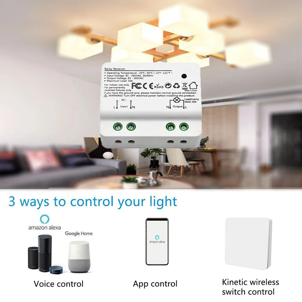  Wifi Smart switch 2500W wifi relay timer switch RF433 kinetic self-powered Voice Control work with  - 32992364595