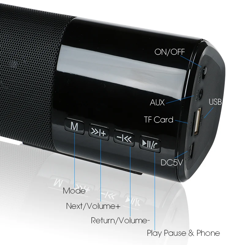 TOPROAD большая мощность 10 Вт HIFI Портативный беспроводной Bluetooth динамик стерео Саундбар TF FM USB Сабвуфер Колонка для компьютера ТВ телефона