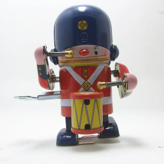The drummer marching band Retro Tin Robot Wind Up Toys Classic Tin For