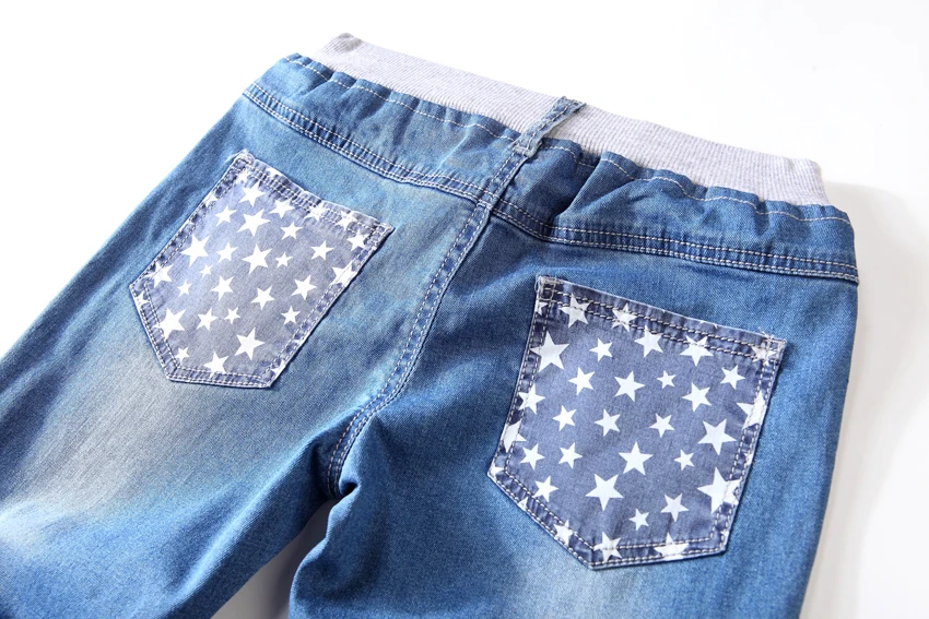 Популярная летняя детская одежда джинсовые шорты для мальчиков хлопковая голубая джинсовая ткань, короткие штаны, брюки Повседневная пляжная одежда для больших детей пляжные шорты