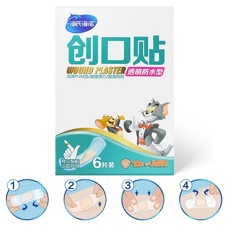 

6PCs/set Waterproof Breathable Cute Cartoon Band Aid Hemostasis Adhesive Bandages First Aid Emergency Kit For Kids Children