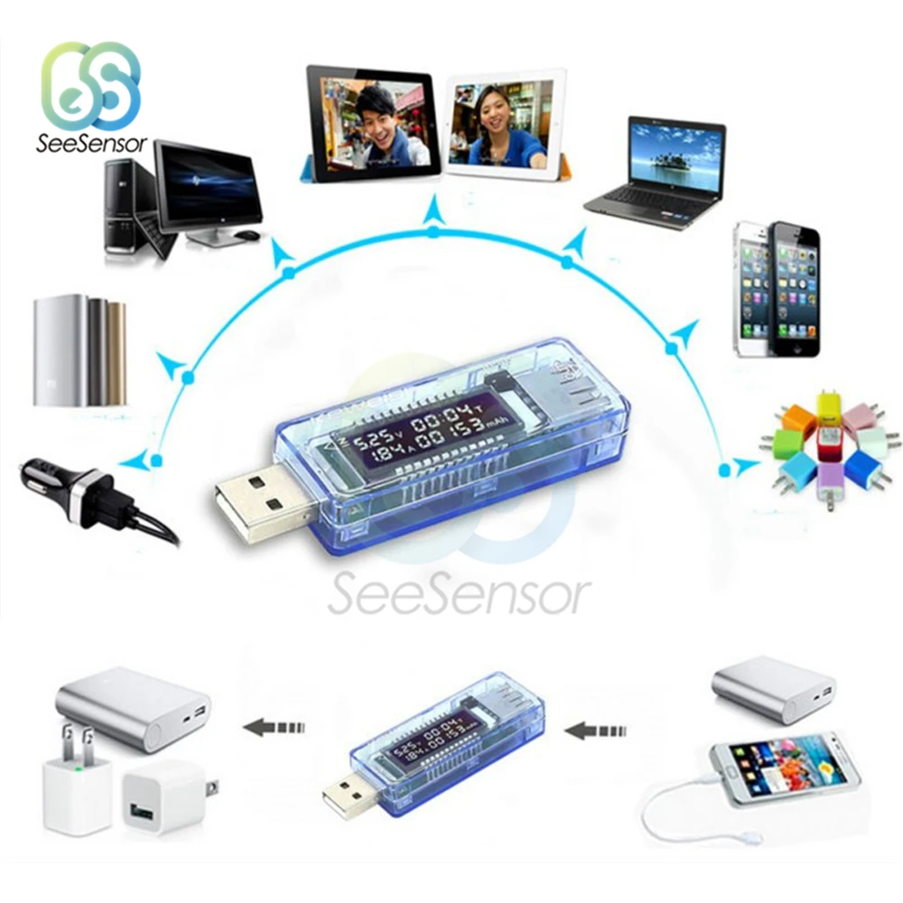 USB тестер емкости и напряжения тока прибор для измерения измеритель мобильный