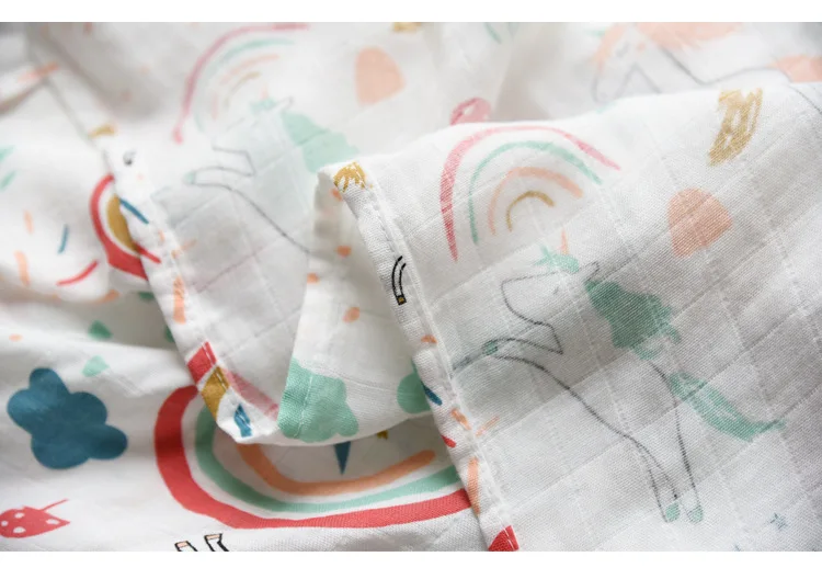 180 г бамбуковые муслиновые пеленальные одеяла аксессуары для фотографирования новорожденных Мягкая пеленка обертывание детское постельное белье банное полотенце Единорог принт